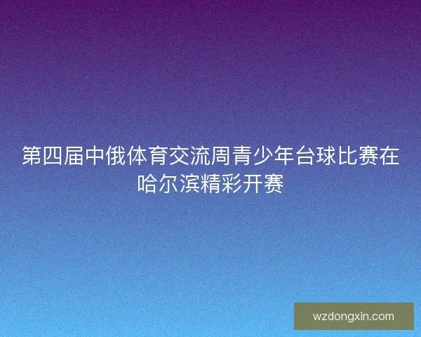 第四届中俄体育交流周青少年台球比赛在哈尔滨精彩开赛