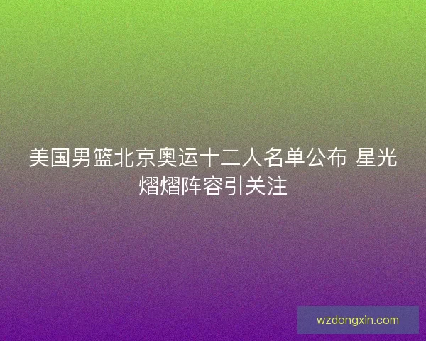 美国男篮北京奥运十二人名单公布 星光熠熠阵容引关注